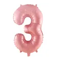 Metallic rose gold number 3 foil balloon for birthday party and anniversary celebration - Pearlescent Pink 3