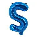Ballon alphabet S bleu 16 pouces en aluminium brillant pour décoration de fête - Bleu S