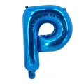 Ballon en aluminium bleu métallisé lettre P pour décoration de fête et anniversaire - Bleu P