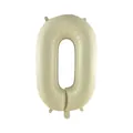 32-inch cream white number 0 foil balloon with matte finish and hanging loops - Cream 0