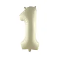 Creamy beige number 1 foil balloon with matte finish for first birthday party decoration - Cream 1