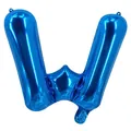 Ballon en aluminium lettre W bleu brillant avec finition métallique pour décoration - Bleu W
