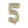 Creamy beige matte 32-inch foil balloon shaped as number 5 for party decoration - Cream 5