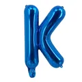 Ballon alphabet K bleu métallisé pour décoration de fête d'anniversaire et de mariage - Bleu K