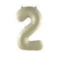 32-inch cream white matte number 2 foil balloon for birthday party decorations - Cream 2