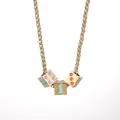 Hip hop lucky number 1 dice pendant necklace in gold stainless steel for men and women - Gold Style 3 (Colorful Dots Gold Dice Necklace)