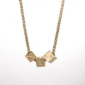 Gold-plated wheat chain necklace with dice pendants featuring luck number one design - Gold Style 2 (Gold Mirror Finish Dice Necklace)
