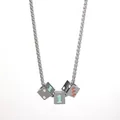 Macro view of dice cube pendants on wheat chain with number one and colorful dots - Silver Style 5 (Drip Oil Silver Dice Necklace)