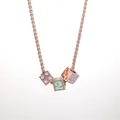 Minimalist titanium steel necklace with cube pendant featuring number 2 and colored dots - Rose Gold Colorful Dots (Style 2)