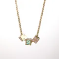 Golden titanium steel necklace with dice pendants featuring number 2 and colorful dots - Gold Colorful Dots (Style 1)