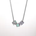 Unisex titanium steel chain necklace featuring triple dice pendants with green number 2 - Silver Colorful Dots (Style 5)