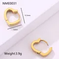Detalle de pendientes de corazón dorados con medidas de 15,5 mm alto y 13 mm ancho - Estilo Corazón (Estilo 5) / Dorado