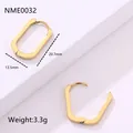 Vista detallada de pendientes en U dorados con dimensiones y peso especificados - Estilo Rectangular (Estilo 6) / Dorado