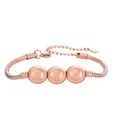 Vue détaillée d'un bracelet serpent en acier rose avec perles du chiffre chanceux 7 - Chiffre 7 / Or rose