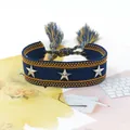 Pulsera de la amistad trenzada azul y amarilla con estrellas plateadas y borlas decorativas - Azul y Amarillo (11#)