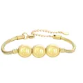 Bracelet chaîne serpent en acier inoxydable doré poli avec trois perles chiffre 9 - Chiffre 9 / Or