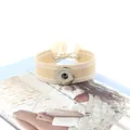 Detalle de pulsera Noosa trenzada beige claro con botón a presión y borla suave - Beige Blanco Claro (37#)