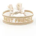 Geweven vriendschapsarmband in wit en goud met geborduurde BEST FRIENDS tekst - Wit en Goud BEST FRIENDS