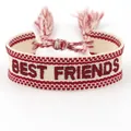 Handgemaakte geweven vriendschapsarmband in rood en wit met BEST FRIENDS tekst - Rood en Wit BEST FRIENDS