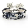 Embroidered cheers 2023 woven tassel bracelet with adjustable sliding cord for women - CHEERS 2023 Style 2