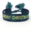 Colorful Merry Christmas woven friendship bracelet with golden embroidery and tassels - Merry Christmas 2