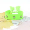 Pulsera trenzada verde neón con estrellas plateadas y borlas a juego - Verde Fluorescente (8#)