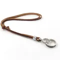 Collana con ciondolo ad anello retrò, cordoncino in pelle marrone e artiglio vintage - Stile Artiglio ad Anello (Anello 1)