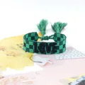 Detail of green checkerboard woven bracelet with 3D LOVE embroidery and tassel cord - Style 49 Mixed Color Floral