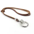 Collana vintage da uomo in cuoio con ciondolo ad anello in lega d'argento incisa - Stile Anelli Incastrati (Anello 2)