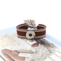 Pulsera étnica tejida NOOSA en color marrón con motivos de ondas y borlas decorativas - Marrón Blanco (22#)