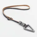 Collana retrò a doppio strato in pelle marrone con pendente geometrico grigio argento - Stile Tubo Spirale Triangolo Cordino Nero Giallo (Triangolo-Nero Giallo)