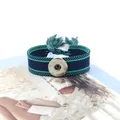 Pulsera Noosa bohemia trenzada azul y verde con botón a presión plateado y borla suave - Azul Verde (28#)