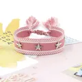 Pulsera tejida rosa con tachuelas de estrella plateadas y borlas para mujer - Mezcla Rosa Blanco (22#)