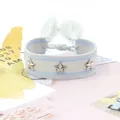 Pulsera trenzada en beige y azul claro con estrellas de plata y borlas ajustables - Beige Azul Rayado (23#)