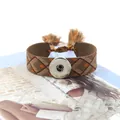 Pulsera étnica tejida con botón a presión en marrón y naranja con borlas decorativas - Marrón Naranja (33#)