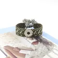 Pulsera Noosa trenzada bohemia con patrones verdes y borlas de moda retro - Verde Beige Café (35#)