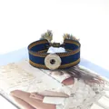 Pulsera Noosa trenzada azul marino con borlas amarillas y botón de presión metálico - Marino Amarillo (36#)