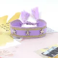 Pulsera de la amistad trenzada morada ajustable con estrellas plateadas y borlas - Seda Oro Púrpura (31#)