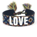 Ethnic woven friendship bracelet with LOVE embroidery, colorful patterns and tassels - 16#