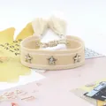 Pulsera tejida beige con estrellas vintage y correa ajustable con borlas - Amarillo Crema (37#)