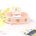 Pulsera tejida rosa y amarilla con tachuelas de estrella plateadas y borla ajustable - Rosa y Amarillo (52#)