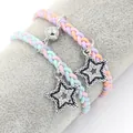Bracelets magnétiques étoile pour couples avec strass brillants et cordelettes colorées - Style de Corde Tressée Colorée 02