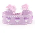 Bracelet d'amitié tissé ajustable avec cœurs violets et glands assortis élégants - Broderie Cœur Dégradé Violet