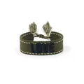 Olive green embroidered friendship bracelet with black LOVE lettering and tassels - Style 46 Black Floral