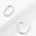 Pendientes de aro rectangulares de acero inoxidable plateado pulido con cierre - Estilo Rectangular (Estilo 6) / Plateado