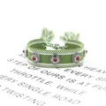 Boheems groen geweven armband met zilveren klinknagels en kwastjes op kaart - 01# (Groen)