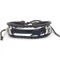 Handmade multilayer brown leather bracelet with black electric guitar charm for musicians - Brown Electric Guitar