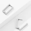 Pendientes de aro rectangulares en acero inoxidable plateado con cierre de bisagra - Estilo Rectangular Cepillado (Estilo 8) / Plateado