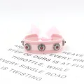 Roze geweven bohemian vriendschapsarmband met zilveren klinknagels en franjes - 02# (Roze)