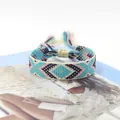 Ethnic woven friendship bracelet with turquoise geometric pattern and colorful tassels - Style A (17#)